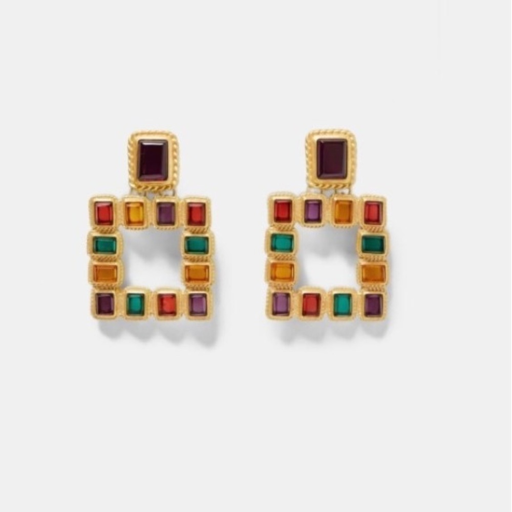 Multicolored Square Earrings